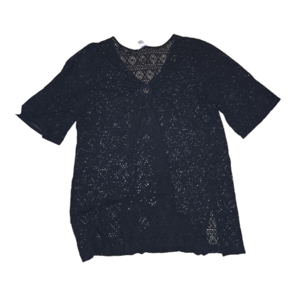 Fashion Bug Black Crochet Bathing Suit Cover Up 2X